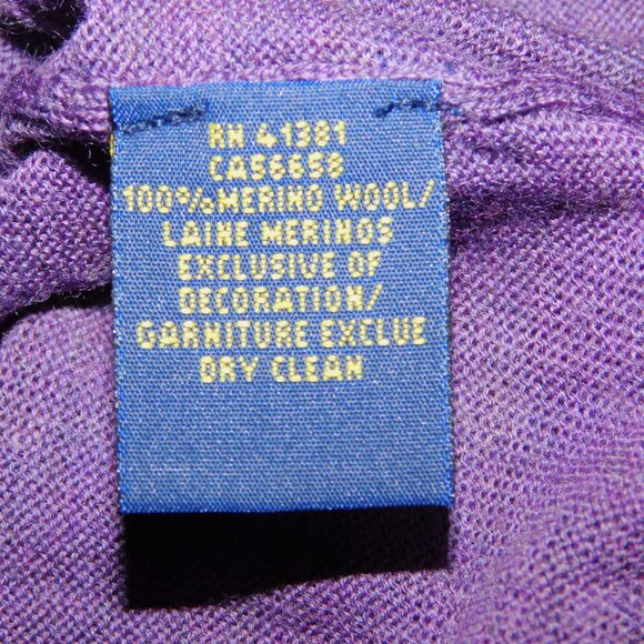 Polo Ralph Lauren Mens LT Large Tall Purple V Neck Merino Wool Light Sweater - Picture 4 of 8